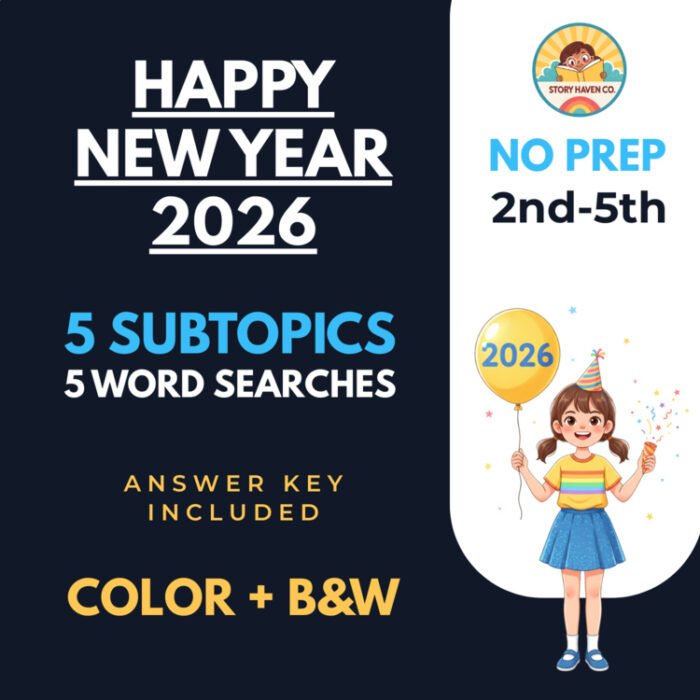 Happy New Year 2026 word search – cover