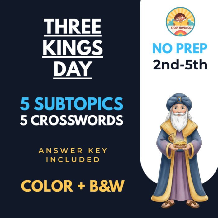 Three Kings Day word search for Grades 2-5 – cover
