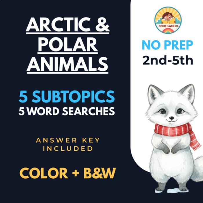 Arctic & Polar Animals word search for Grades 2-5 – cover