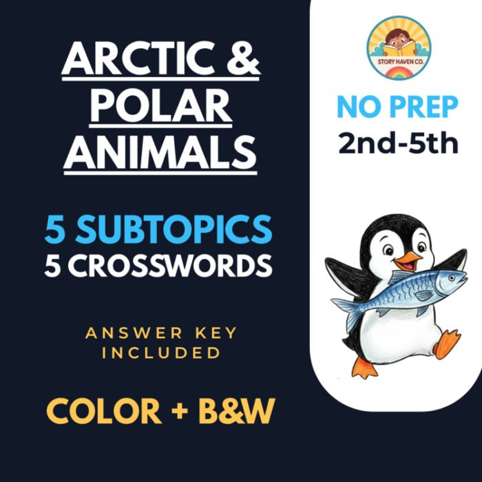 Arctic & Polar Animals crossword puzzles for Grades 2-5 – cover