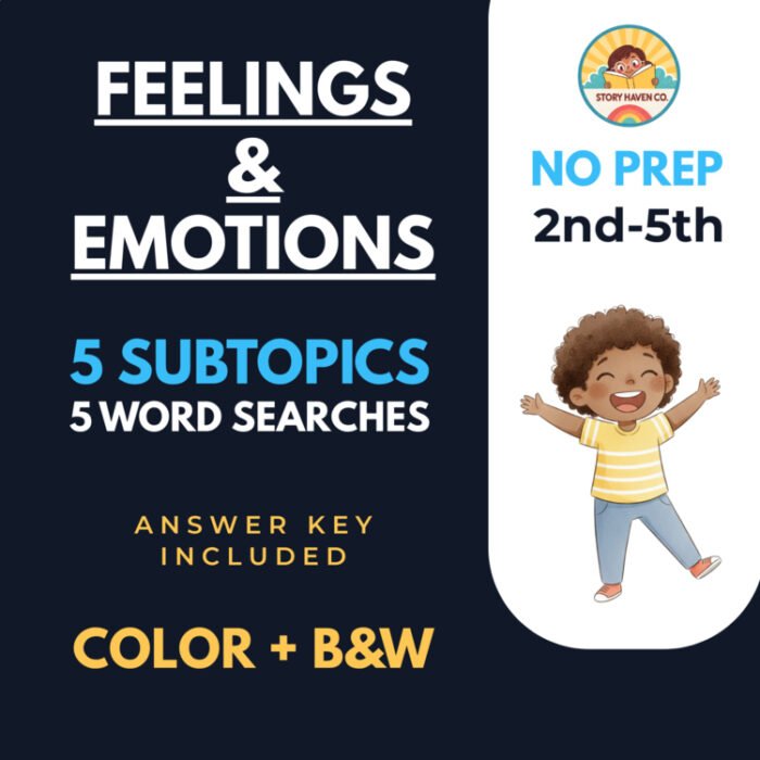 Feelings & Emotions SEL word search for Grades 2-5 – cover