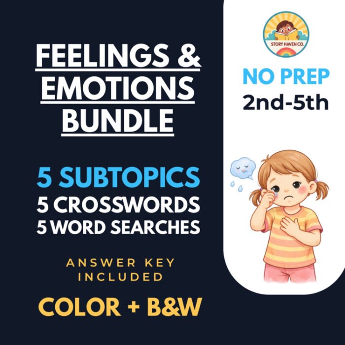 Feelings & Emotions SEL word search & crossword bundle for Grades 2-5 – cover