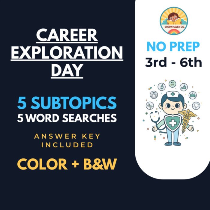 Career Exploration Day word search & coloring activities for Grades 3-6 – cover