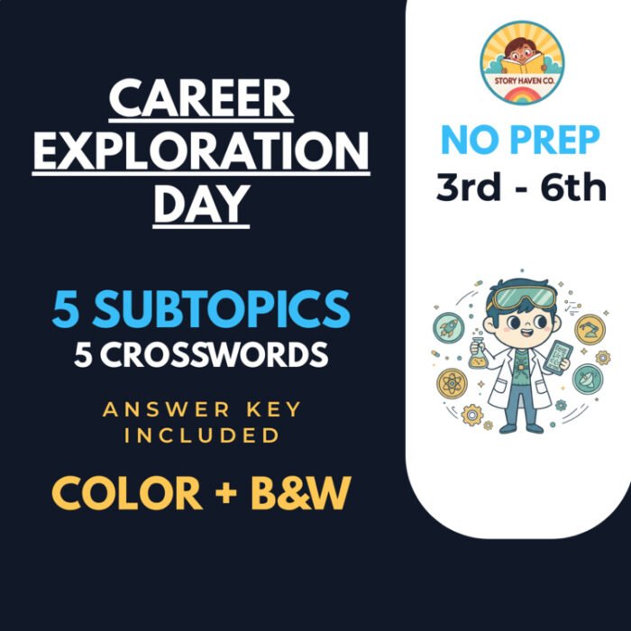 Career Exploration Day crossword & coloring activities for Grades 3-6 – cover