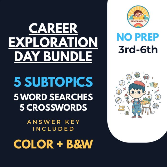 Career Exploration Day word search & crossword bundle for Grades 3-6 – cover