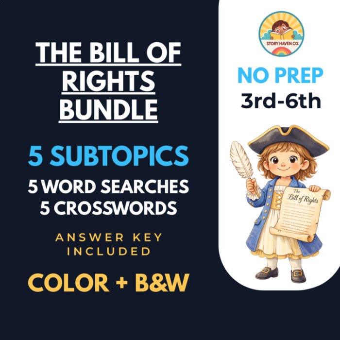 The Bill of Rights word search & crossword bundle for Grades 3-6 – cover