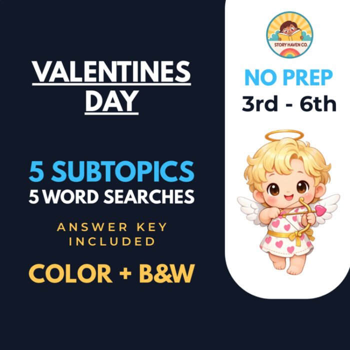 Valentines Day word search for Grades 3-6 – cover