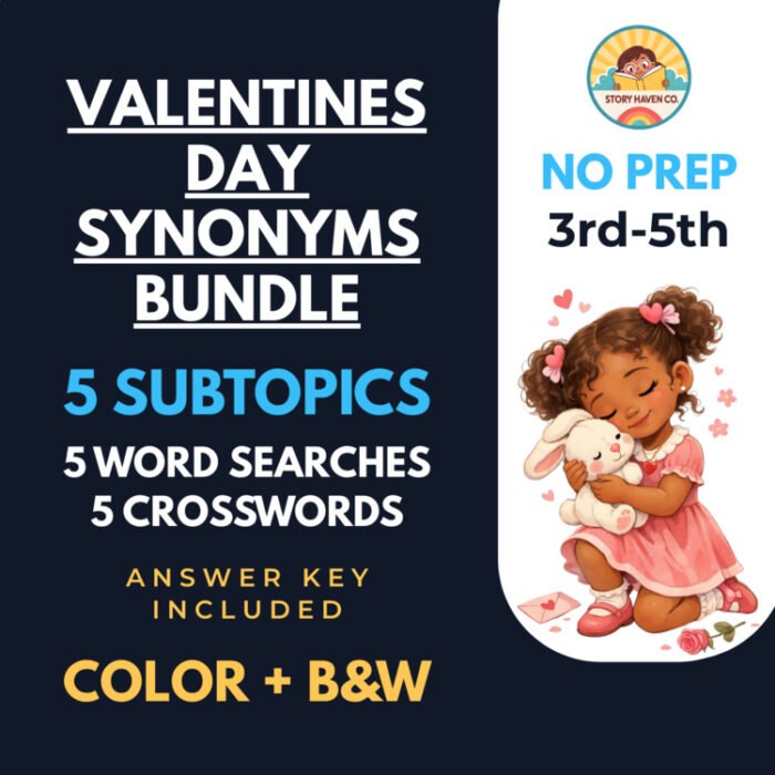 Valentine's Day Vocabulary word search & crossword bundle for Grades 3-5 – cover