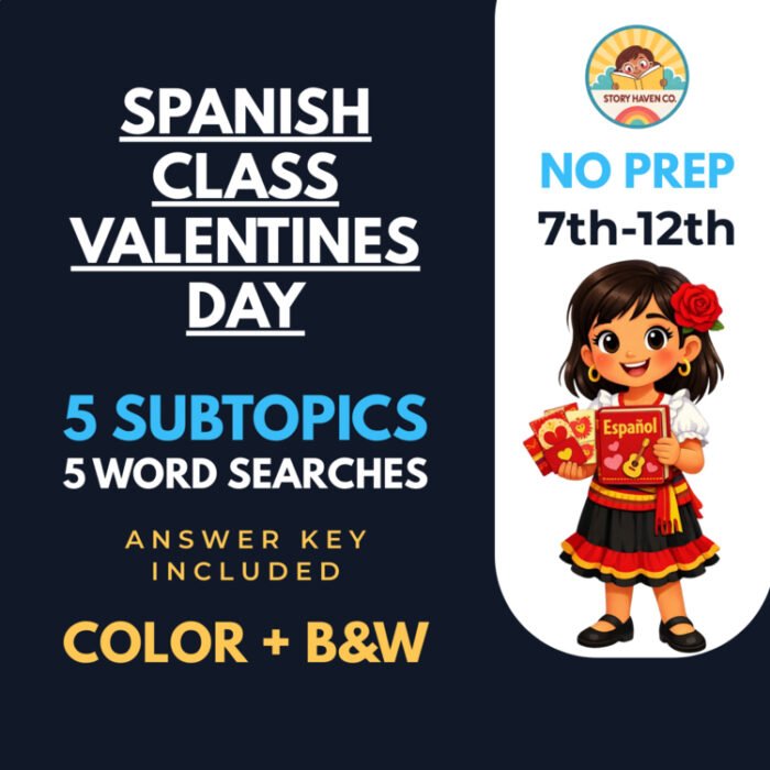 Spanish Class Valentines Day activities for Grades 7-12 – cover