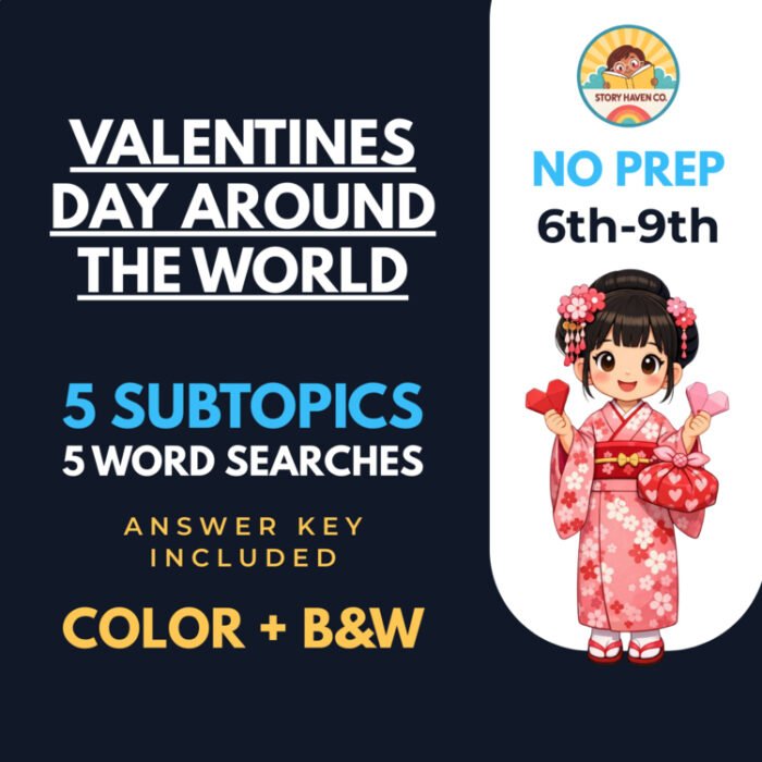 Valentine's Day Around The World activities for Grades 6-9 – cover