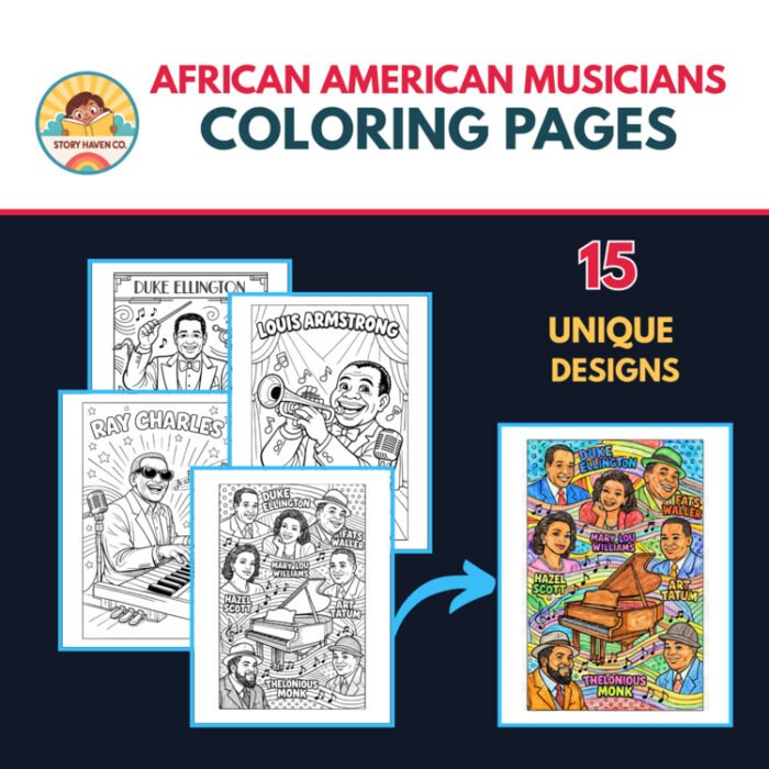African American Musicians coloring pages for Grades 2-7 – cover