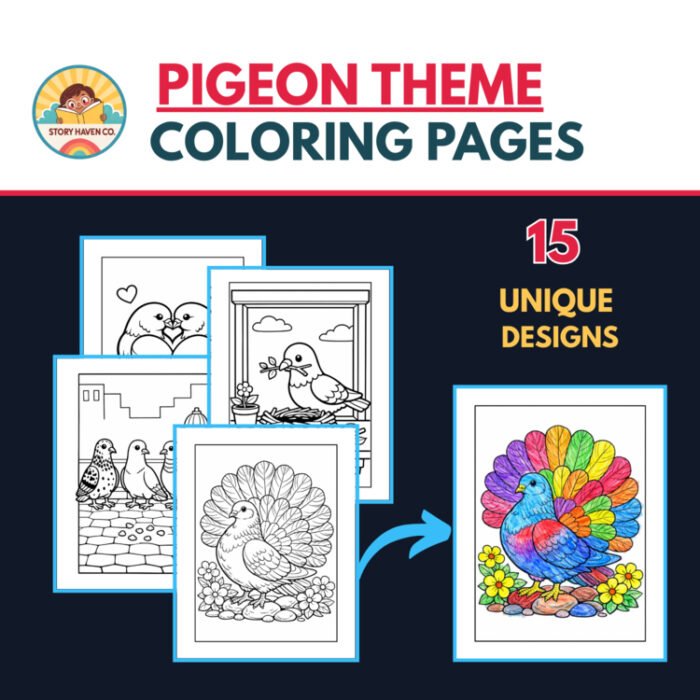 Pigeon Theme coloring pages for Grades 2-5 – cover
