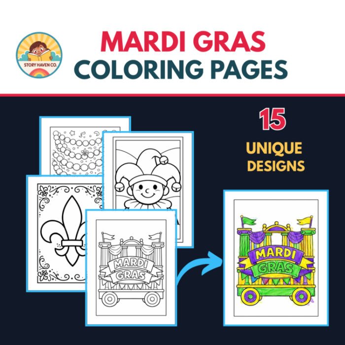 Mardi Gras coloring pages for Grades 2-8 – cover