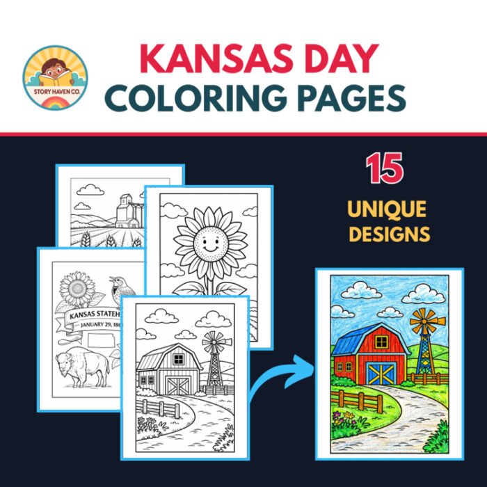 Kansas Day coloring pages for Grades 2-5 – cover