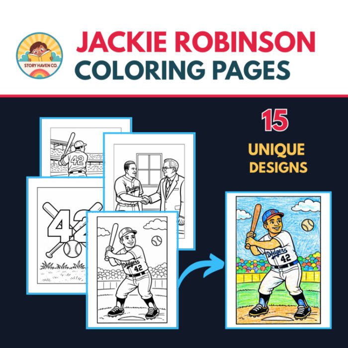 Jackie Robinson coloring pages for Grades 2-8 – cover