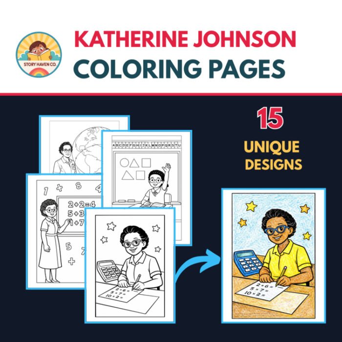 Katherine Johnson coloring pages for Grades 2-10 – cover