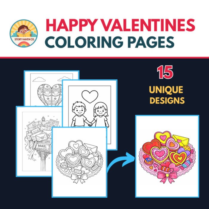 Happy Valentines coloring pages – cover