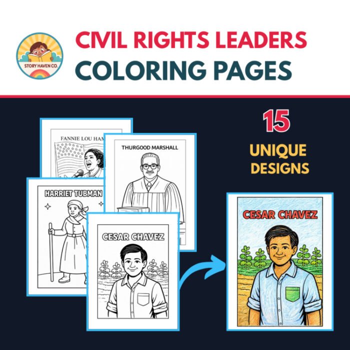 Civil Rights Leaders coloring pages for Grades 2-8 – cover