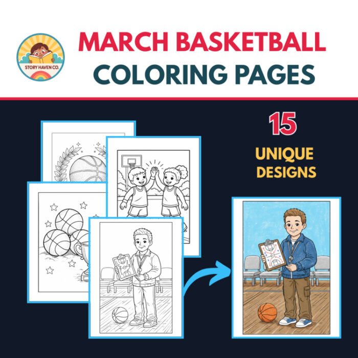 March Basketball Madness coloring pages for Grades 2-8 – cover