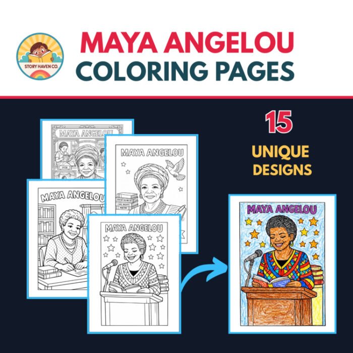Maya Angelou coloring pages for Grades 3-12 – cover
