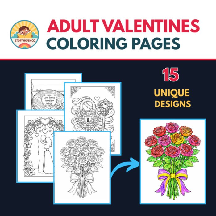 Adult Valentines coloring pages for Grades 6-12 – cover