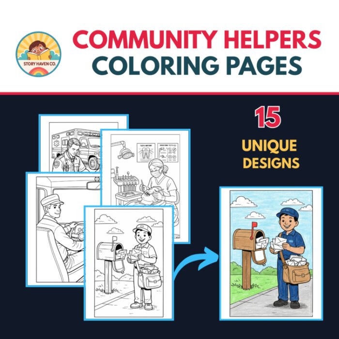 Community Helpers coloring pages for Grades 2-8 – cover