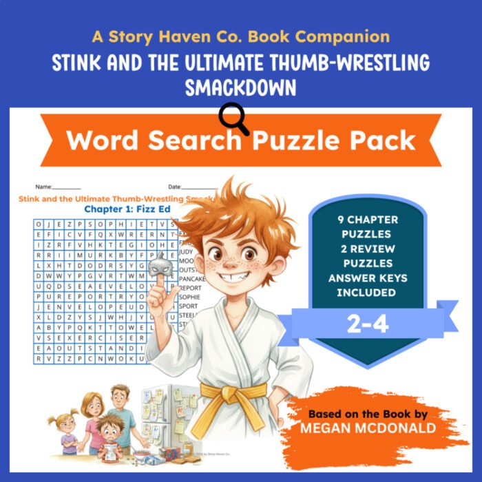 Stink and the Ultimate Thumb-Wrestling Smackdown word search for Grades 2-4 – cover