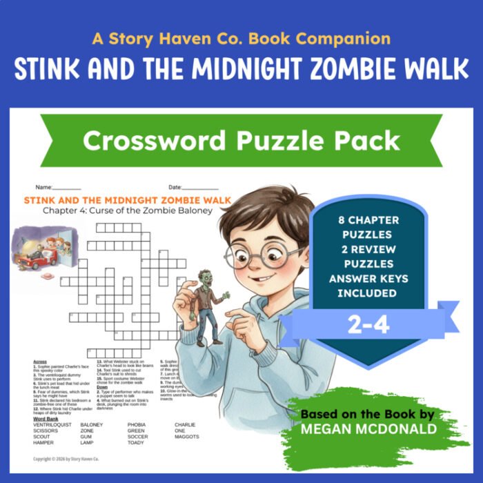 Stink and the Midnight Zombie Walk crossword puzzles for Grades 2-4 – cover
