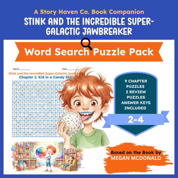 Stink and the Incredible Super-Galactic Jawbreaker word search for Grades 2-4 – cover
