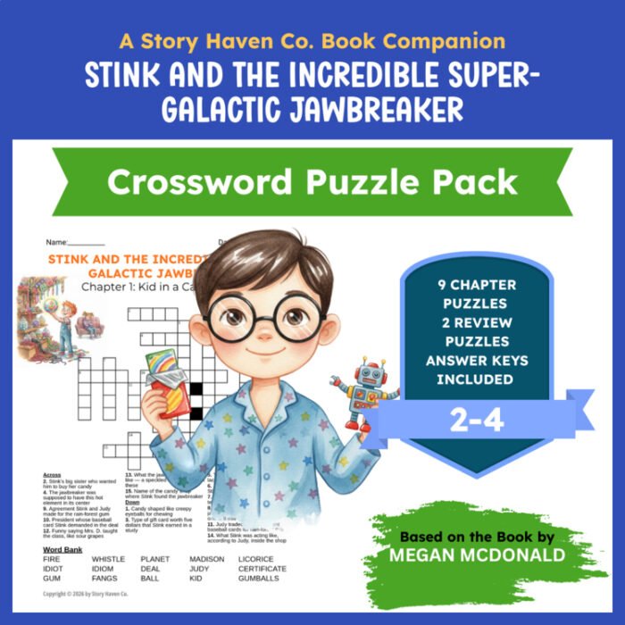 Stink and the Incredible Super-Galactic Jawbreaker crossword puzzles for Grades 2-4 – cover