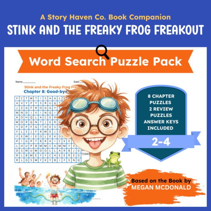Stink and the Freaky Frog Freakout word search for Grades 2–4 – cover