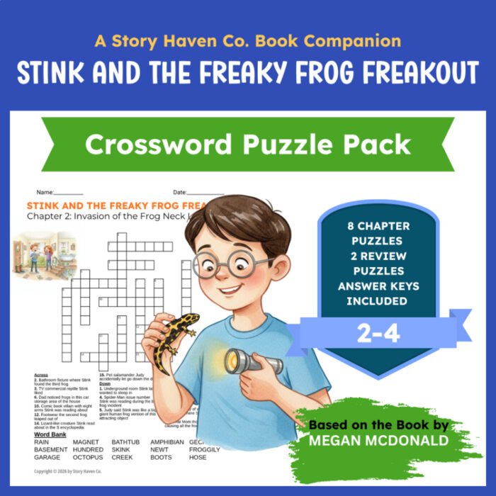 Stink and the Freaky Frog Freakout crossword puzzles for Grades 2-4 – cover