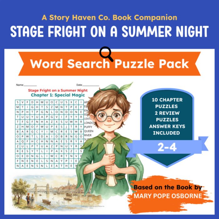 Stage Fright on a Summer Night word search for Grades 2-4 – cover