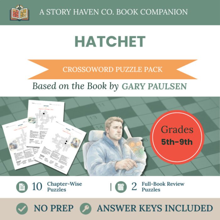 Hatchet crossword puzzles for Grades 5-9 – cover