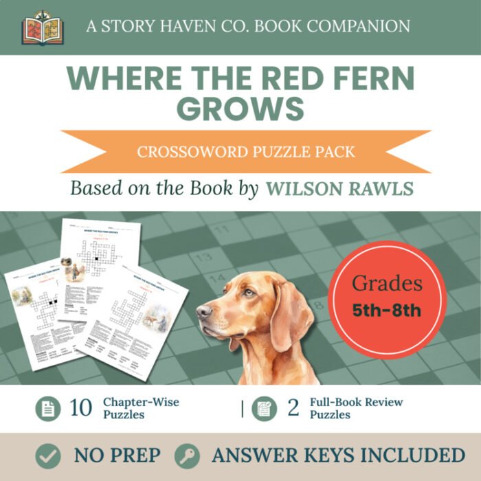 Where the Red Fern Grows crossword puzzles for Grades 5-8 – cover