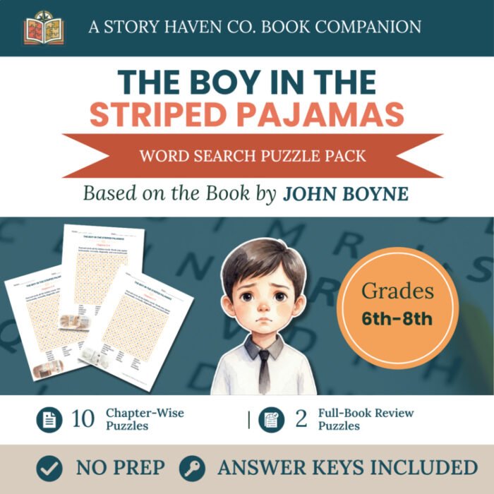 The Boy in the Striped Pyjamas word search for Grades 6-8 – cover