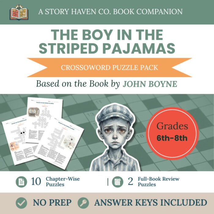 The Boy in the Striped Pyjamas crossword puzzles for Grades 6-8 – cover