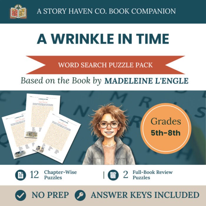 A Wrinkle in Time word search for Grades 5-8 – cover