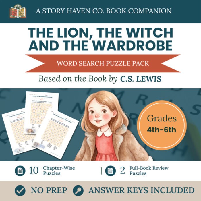 The Lion, the Witch and the Wardrobe word search for Grades 4-6 – cover