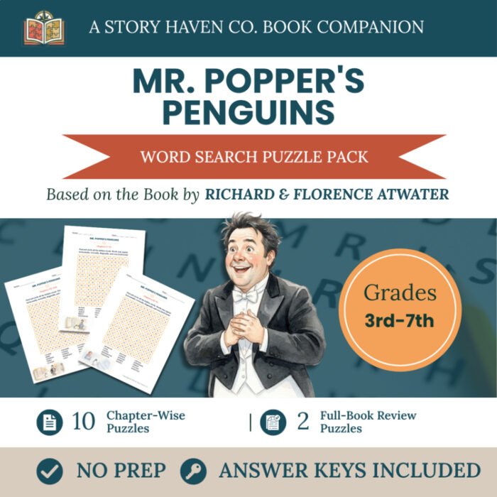 Mr. Popper's Penguins word search for Grades 3-7 – cover