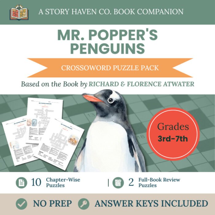 Mr. Popper's Penguins crossword puzzles for Grades 3-7 – cover