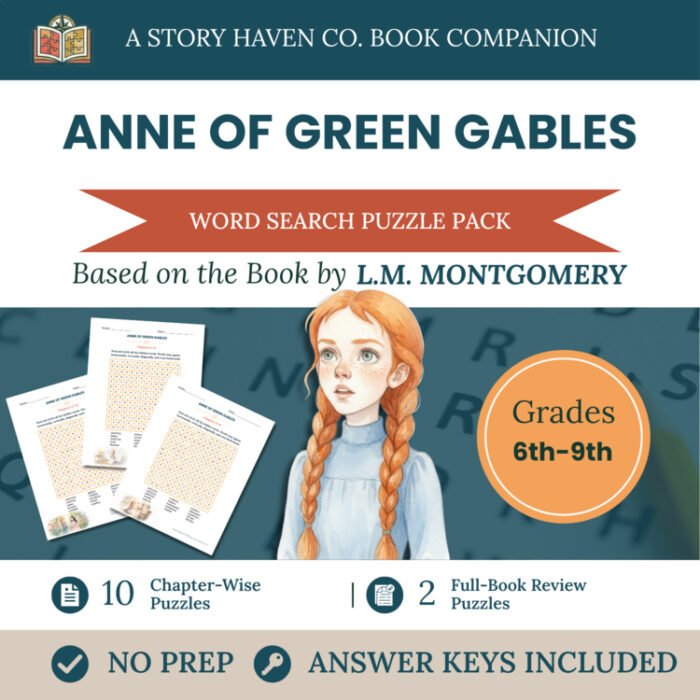 Anne of Green Gables word search for Grades 6-9 – cover