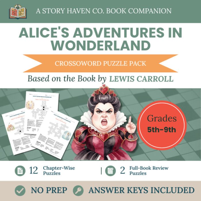 Alice's Adventures in Wonderland crossword puzzles for Grades 5-9 – cover