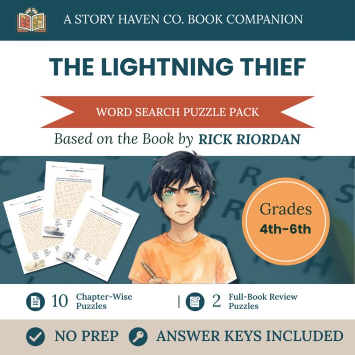 The Lightning Thief word search for Grades 4-6 – cover