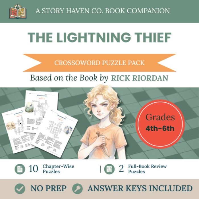 The Lightning Thief crossword puzzles for Grades 4-6 – cover
