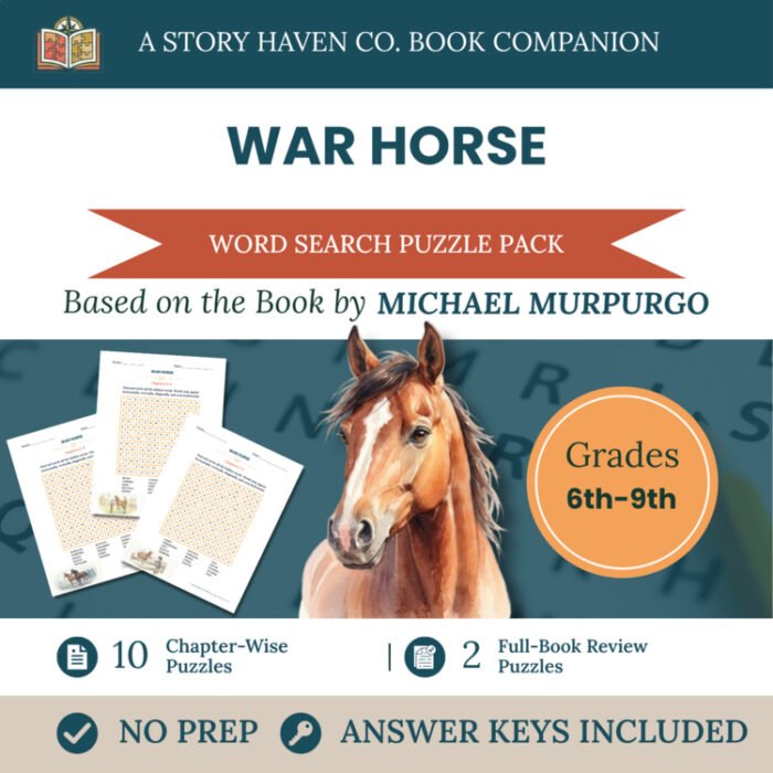 War Horse word search for Grades 6-9 – cover