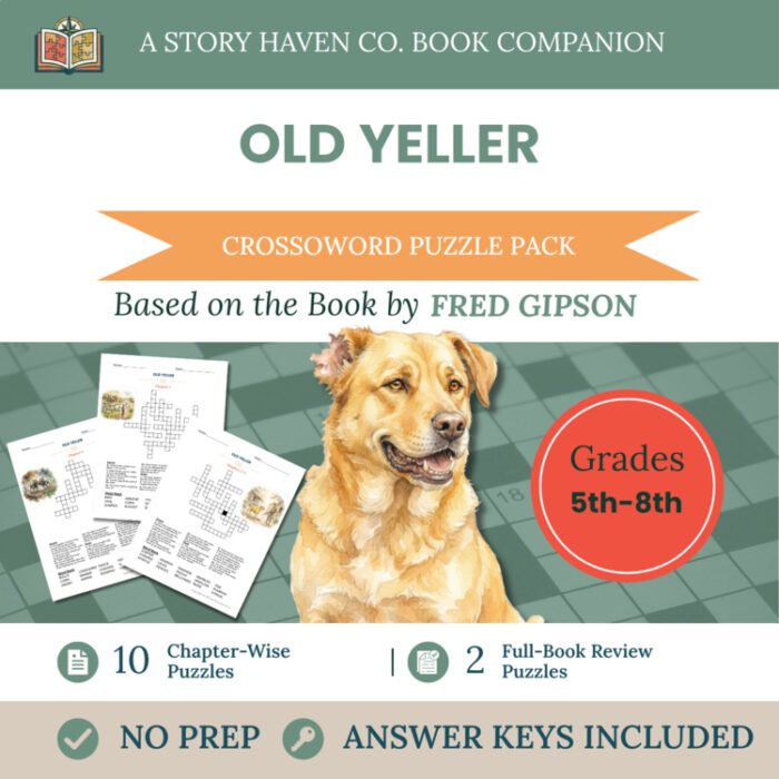 Old Yeller crossword puzzles for Grades 5-8 – cover