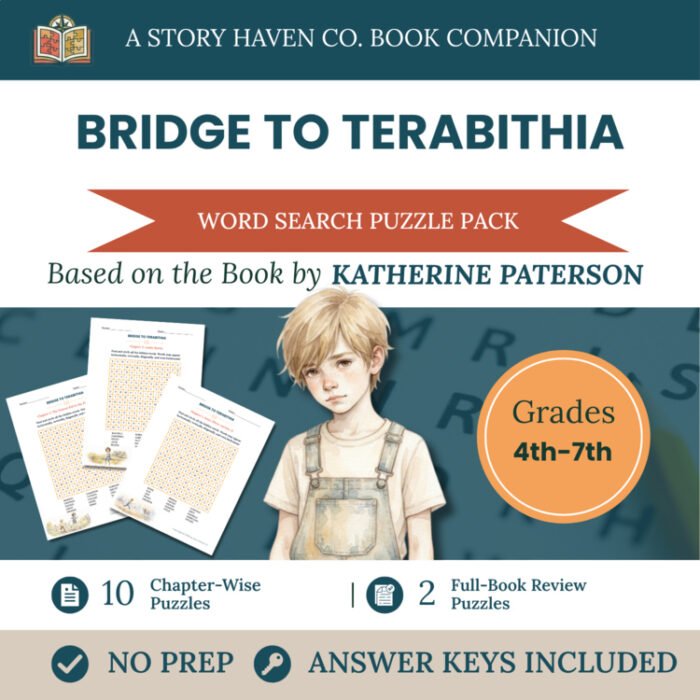 Bridge to Terabithia word search for Grades 4-7 – cover