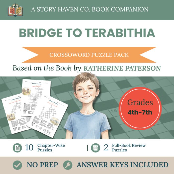 Bridge to Terabithia crossword puzzles for Grades 4-7 – cover