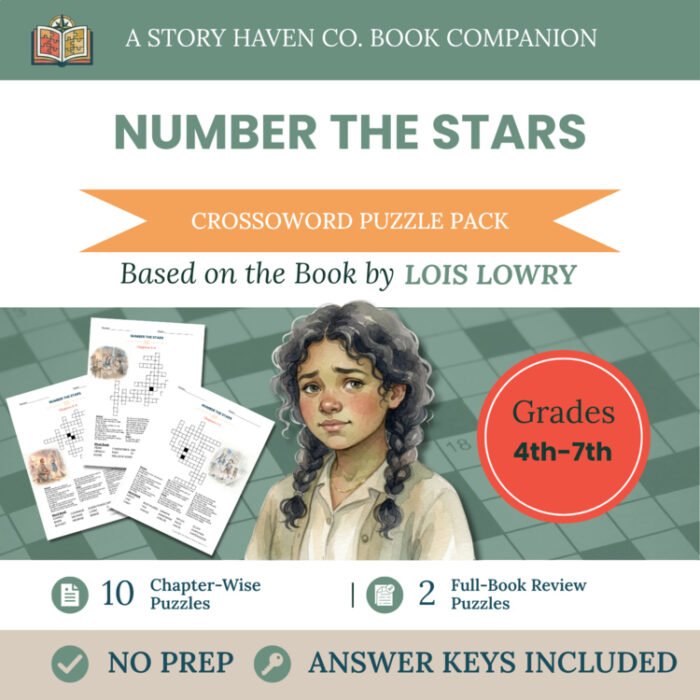 Number the Stars crossword puzzles for Grades 4–7 – cover